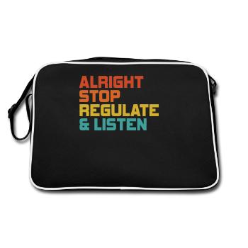 Stop Regulating and Listening Teacher - Retro Bag - black/white - Back