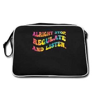 Stop Regulating and Listening Teacher - Retro Bag - black/white - Back