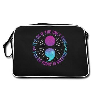 Guerrier de la santé mentale violet et turquoise - Sac Retro - noir/blanc - Dos