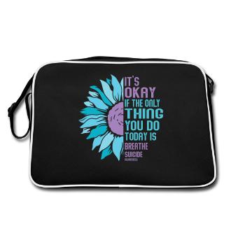 Guerrier de la santé mentale violet et turquoise - Sac Retro - noir/blanc - Dos