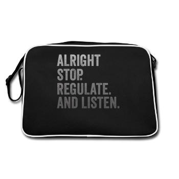 Stop Regulating and Listening Teacher - Retro Bag - black/white - Back
