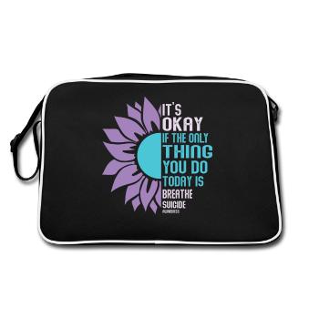Guerrier de la santé mentale violet et turquoise - Sac Retro - noir/blanc - Dos