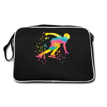 Speed skater Sportswoman Speed Skating - Retro Bag - black/white - Back