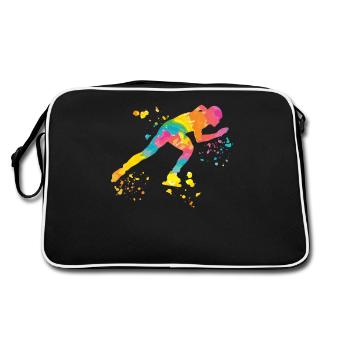Speed skater Sportswoman Speed Skating - Retro Bag - black/white - Back