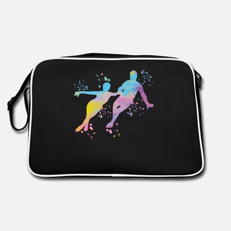 Eiskunstläufer Schlittschuhlaufen Eiskunstlauf - Retro Tasche - Schwarz/Weiß