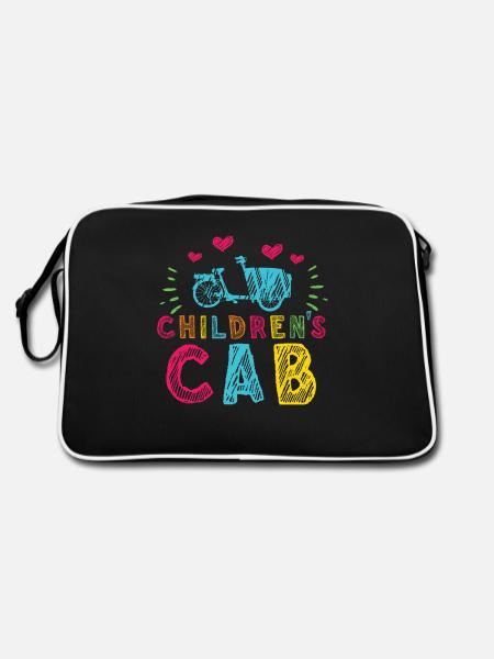 Cargo Kindertaxi Retro Cargo Fahrrad Cargobike - Retro Tasche - Schwarz/Weiß - Hinten