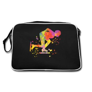 Speed skater Sportswoman Speed Skating - Retro Bag - black/white - Back