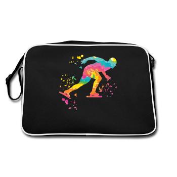 Speed skater Sportswoman Speed Skating - Retro Bag - black/white - Back