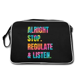 Stop Regulating and Listening Teacher - Retro Bag - black/white - Back