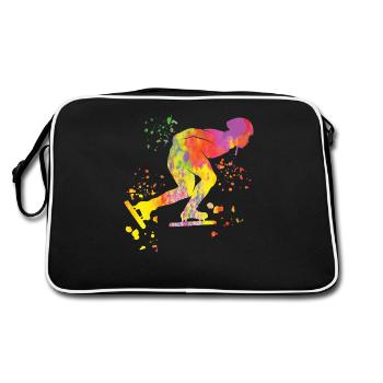 Speed skater Sportswoman Speed Skating - Retro Bag - black/white - Back