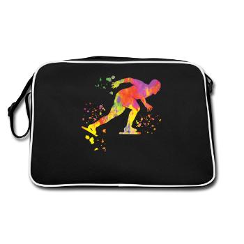 Speed skater Sportswoman Speed Skating - Retro Bag - black/white - Back
