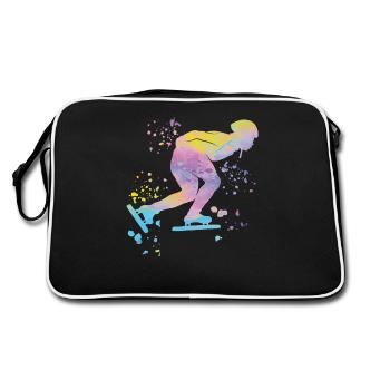 Speed skater Sportswoman Speed Skating - Retro Bag - black/white - Back