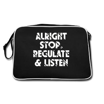 Stop Regulating and Listening Teacher - Retro Bag - black/white - Back