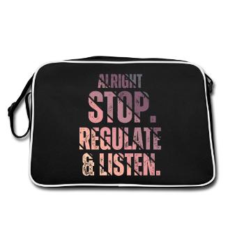 Stop Regulating and Listening Teacher - Retro Bag - black/white - Back