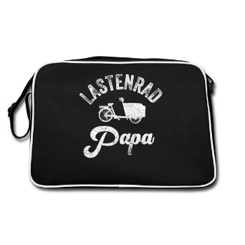 Lastenrad Papa Retro Fahhrad Cargobike - Retro Tasche - Schwarz/Weiß - Hinten