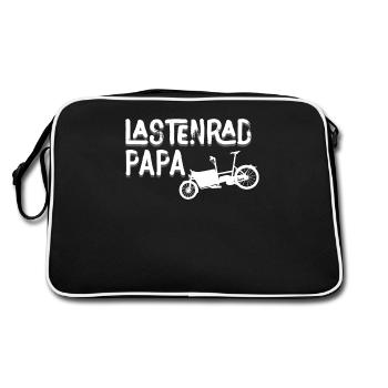 Lastenrad Papa Retro Fahhrad Cargobike - Retro Tasche - Schwarz/Weiß - Hinten