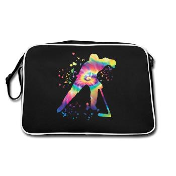 Eishockeyspieler Jungen Eishockey - Retro Tasche - Schwarz/Weiß - Hinten