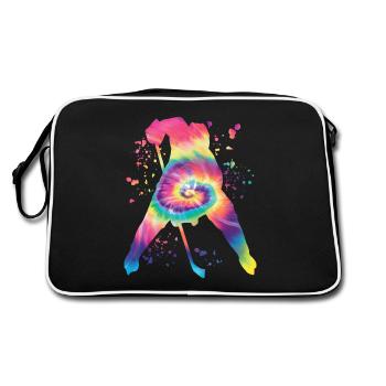 Eishockeyspieler Jungen Eishockey - Retro Tasche - Schwarz/Weiß - Hinten