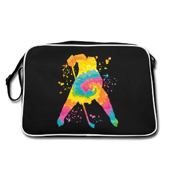 Eishockeyspieler Jungen Eishockey - Retro Tasche - Schwarz/Weiß - Hinten