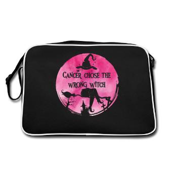 Krebshexe Rosa Brustkrebs - Retro Tasche - Schwarz/Weiß - Hinten