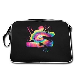 Eishockeyspieler Jungen Eishockey - Retro Tasche - Schwarz/Weiß - Hinten