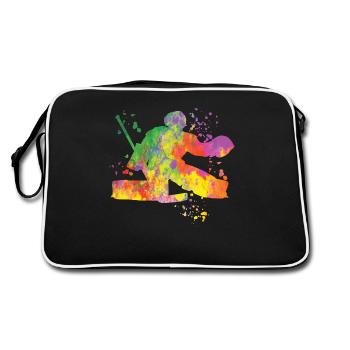 Eishockeyspieler Jungen Eishockey - Retro Tasche - Schwarz/Weiß - Hinten