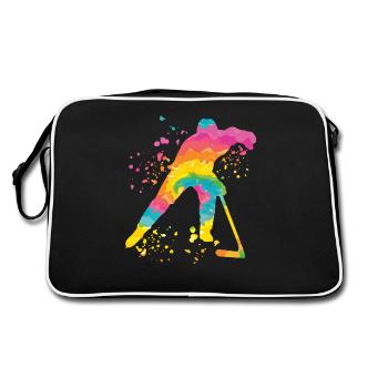 Eishockeyspieler Jungen Eishockey - Retro Tasche - Schwarz/Weiß - Hinten