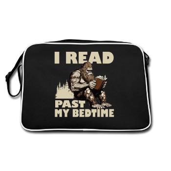 I Read Past My Bedtime Reading Bigfoot - Retro Tasche - Schwarz/Weiß - Hinten