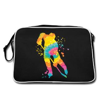 Eishockeyspieler Jungen Eishockey - Retro Tasche - Schwarz/Weiß - Hinten