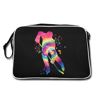 Eishockeyspieler Jungen Eishockey - Retro Tasche - Schwarz/Weiß - Hinten