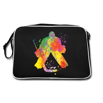 Eishockeyspieler Jungen Eishockey - Retro Tasche - Schwarz/Weiß - Hinten