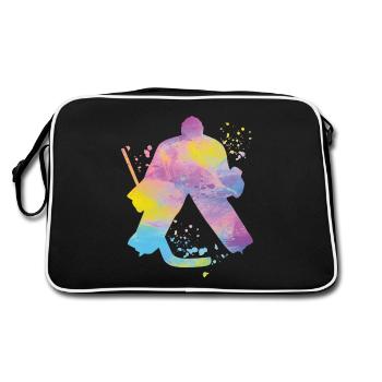 Eishockeyspieler Jungen Eishockey - Retro Tasche - Schwarz/Weiß - Hinten