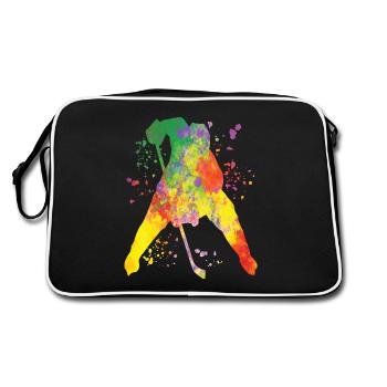 Eishockeyspieler Jungen Eishockey - Retro Tasche - Schwarz/Weiß - Hinten