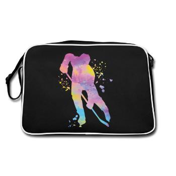 Eishockeyspieler Jungen Eishockey - Retro Tasche - Schwarz/Weiß - Hinten