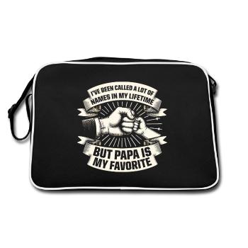 Papa Vater Sohn Geschenkidee Called A Lot Of Names - Retro Tasche - Schwarz/Weiß - Hinten