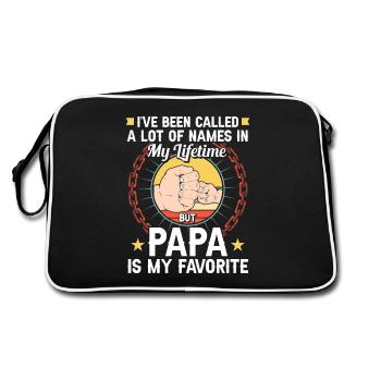 Papa Vater Sohn Geschenkidee Called A Lot Of Names - Retro Tasche - Schwarz/Weiß - Hinten