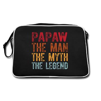 Dad Grandpa Gift Idea Papaw Saying - Retro Bag - black/white - Back