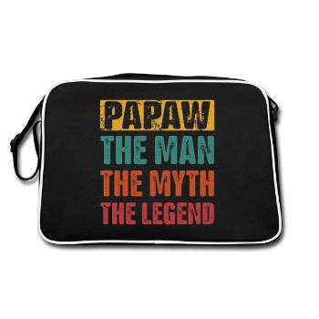 Papa Opa Geschenkidee Papaw Spruch Humor Vater - Retro Tasche - Schwarz/Weiß - Hinten