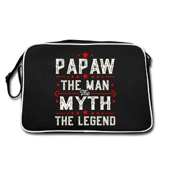 Papa Opa Geschenkidee Papaw Spruch Humor Vater - Retro Tasche - Schwarz/Weiß - Hinten