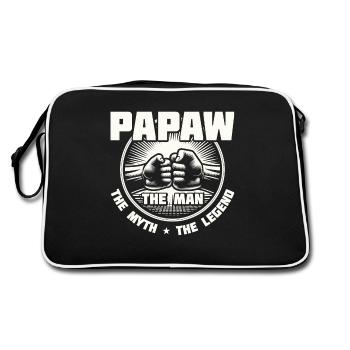 Papa Opa Geschenkidee Papaw Spruch Humor Vater - Retro Tasche - Schwarz/Weiß - Hinten