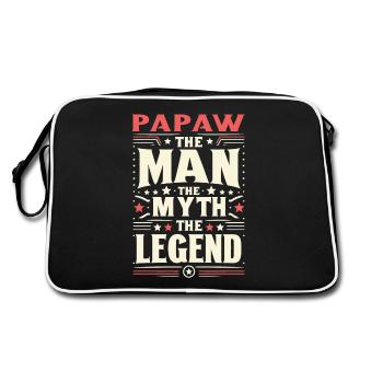Papa Opa Vater Geschenkidee Papaw Spruch Humor - Retro Tasche - Schwarz/Weiß - Hinten