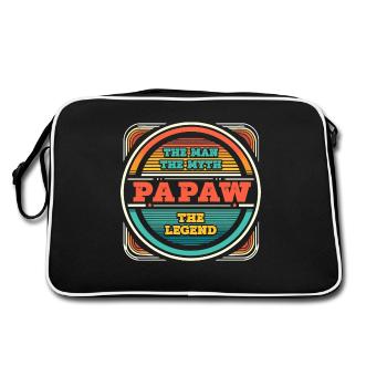Papa Vater Opa Geschenkidee Papaw Spruch Humor - Retro Tasche - Schwarz/Weiß - Hinten