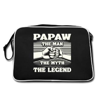 Papa Vater Opa Geschenkidee Papaw Spruch Humor - Retro Tasche - Schwarz/Weiß - Hinten