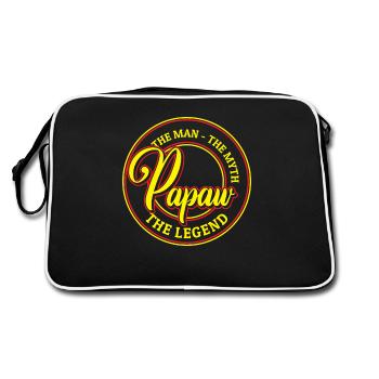 Papa Vater Opa Geschenkidee Papaw Spruch Humor - Retro Tasche - Schwarz/Weiß - Hinten