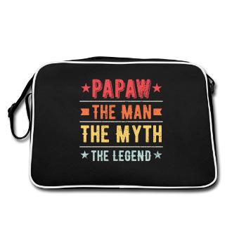 Papa Vater Opa Geschenkidee Papaw Spruch Humor - Retro Tasche - Schwarz/Weiß - Hinten