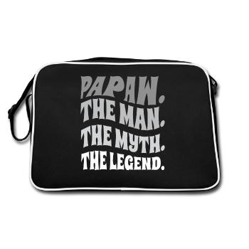 Papa Vater Opa Geschenkidee Papaw Spruch Retro - Retro Tasche - Schwarz/Weiß - Hinten