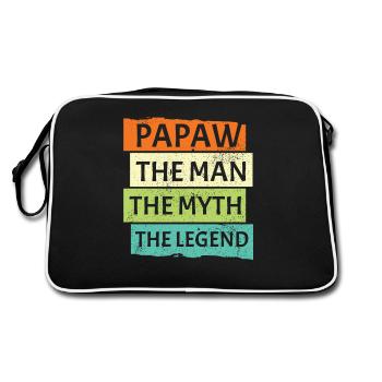 Papa Vater Opa Geschenkidee Papaw Spruch Retro - Retro Tasche - Schwarz/Weiß - Hinten