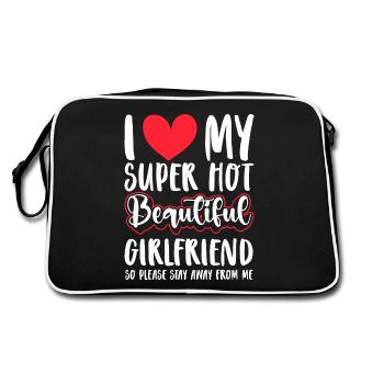 I Love My Girlfriend Couples Boyfriend Gift Idea - Retro Bag - black/white - Back
