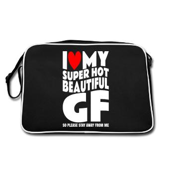 I Love My Girlfriend Couples Boyfriend Gift Idea - Retro Bag - black/white - Back