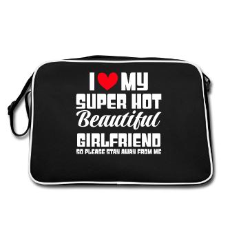 I Love My Girlfriend Couples Boyfriend Gift Idea - Retro Bag - black/white - Back